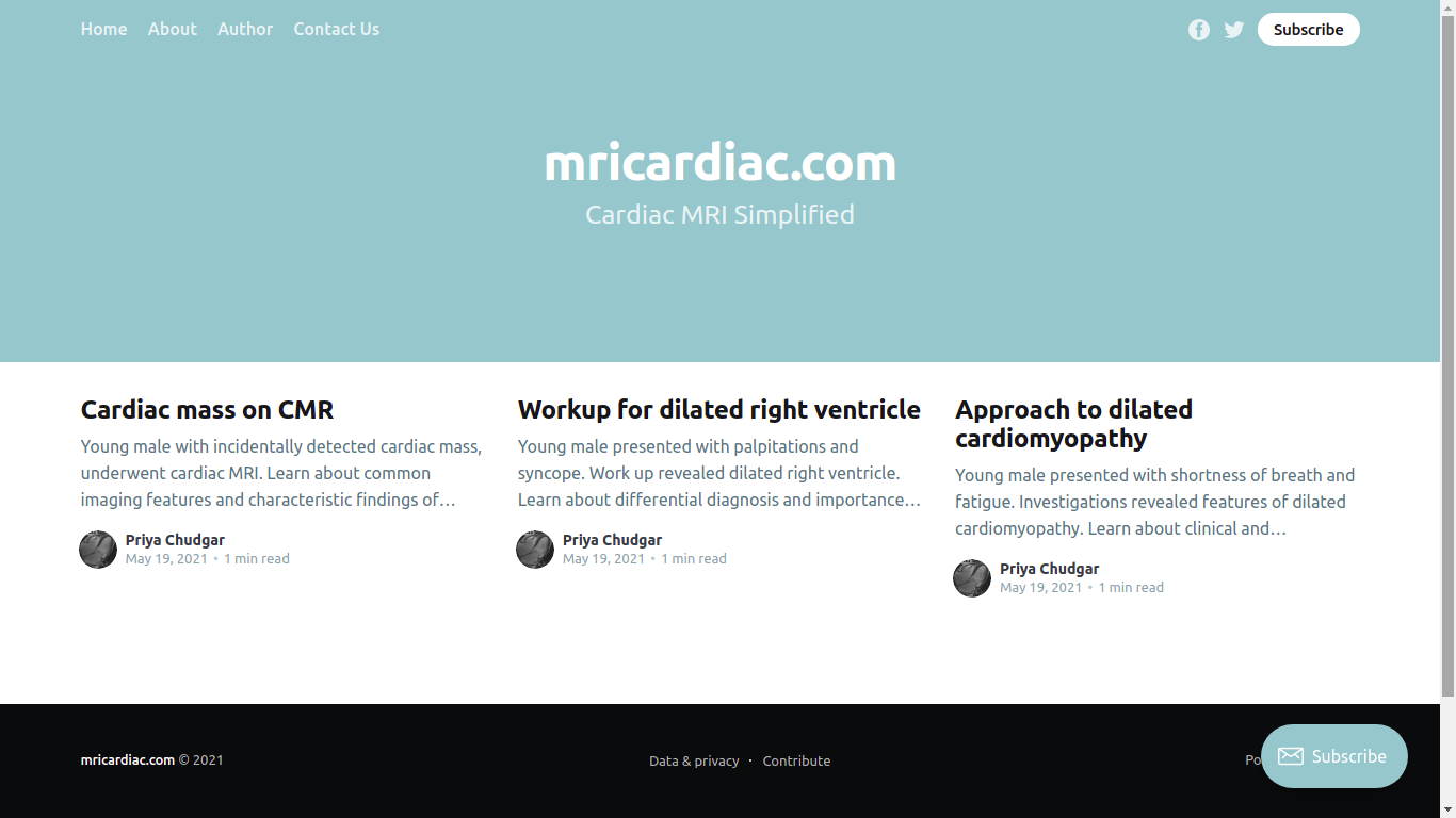 Cardiac MRI Simplified Website Snapshot